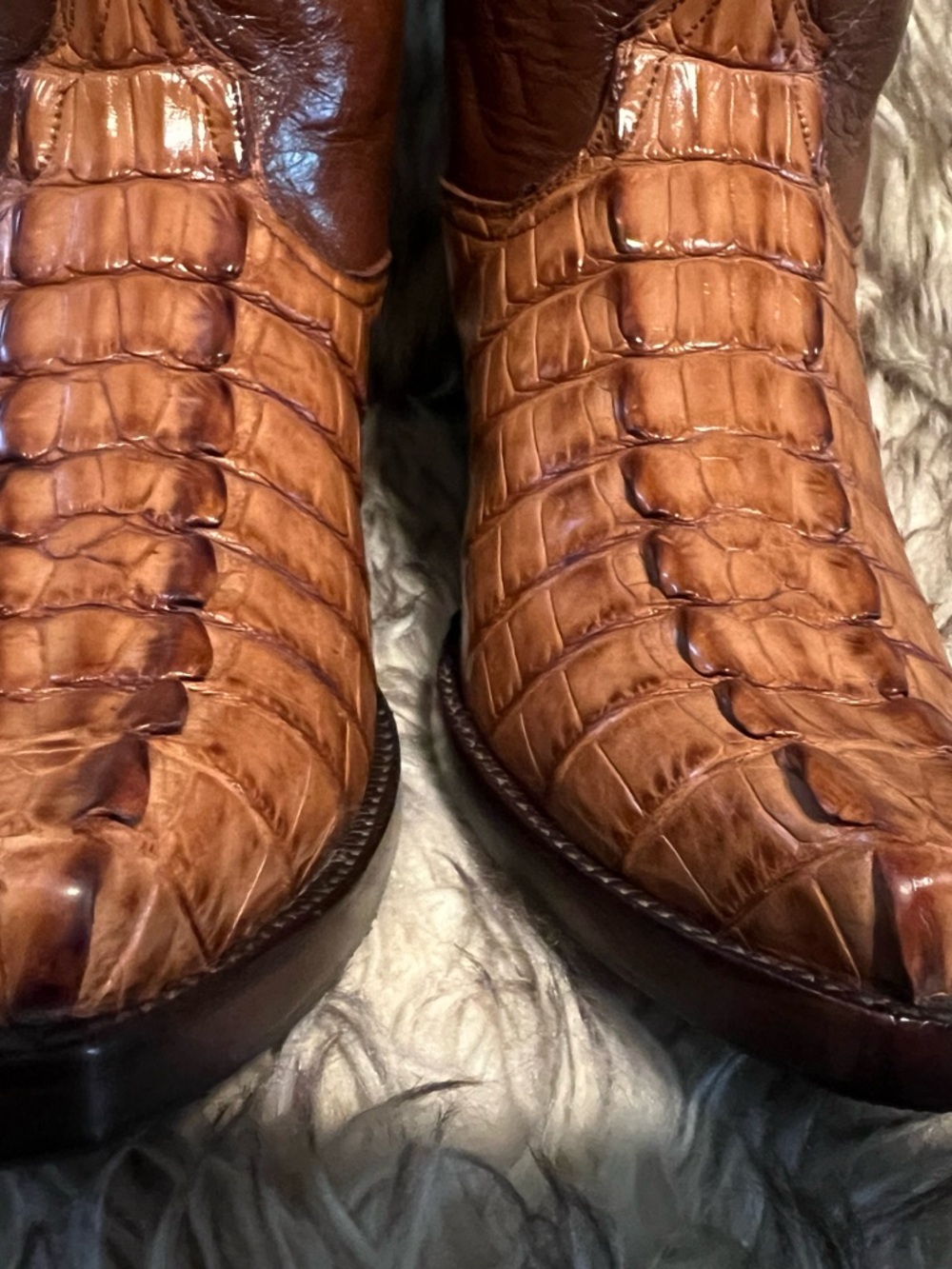 Men's BLACK JACK TOP QUALITY CAIMAN & LEATHER Western Boots with Star Med-Sz 9 D - Picture 3 of 16